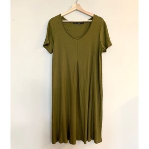 Gudrun Sjoden Green Ribbed Short Dress Lyocell